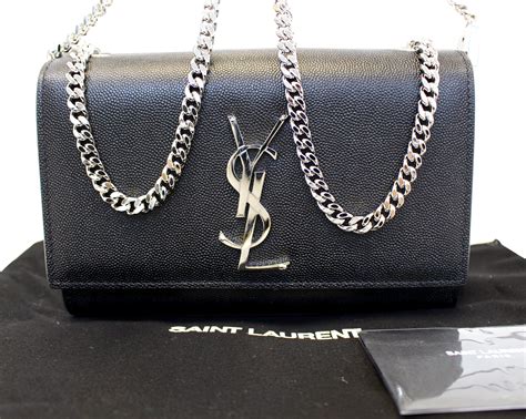 ysl black purse silver chain|Altro.